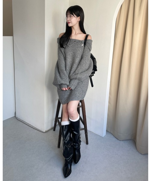 「mellowneon」 長袖ニット FREE グレー レディース_画像3