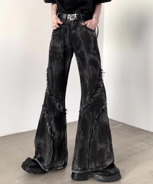 Y2K archive BW jeans グランジ ベルボトム ブラックデニム WESTBOY（ウエストボーイ） ワイドパンツ ジーンズ グランジフレア