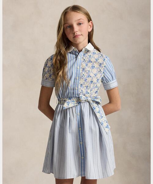 新品 Ralph Lauren コットン ポプリン ファン シャツドレス　120 Polo Ralph Lauren Childrenswear ラルフローレン ワンピース コットン
