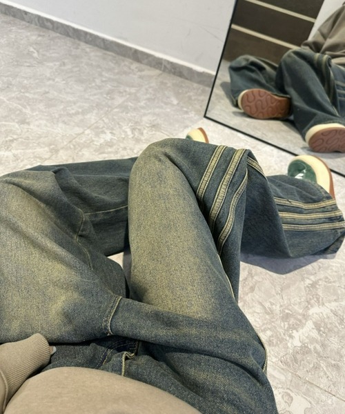 「CANVAS+」 デニムパンツ L ブルー レディース_画像8