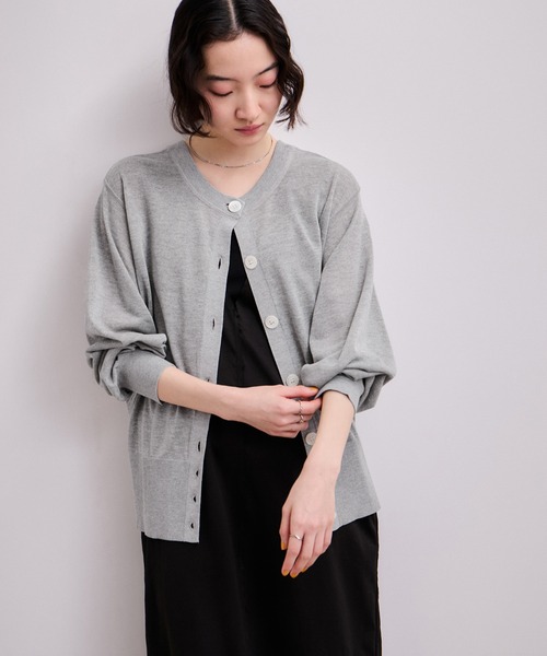 ADAM ET ROPE FEMME クルーネックカーディガン 未使用品 ADAM ET ROPE'（アダムエロペ） カーディガン 「WEB限定」シアークルー