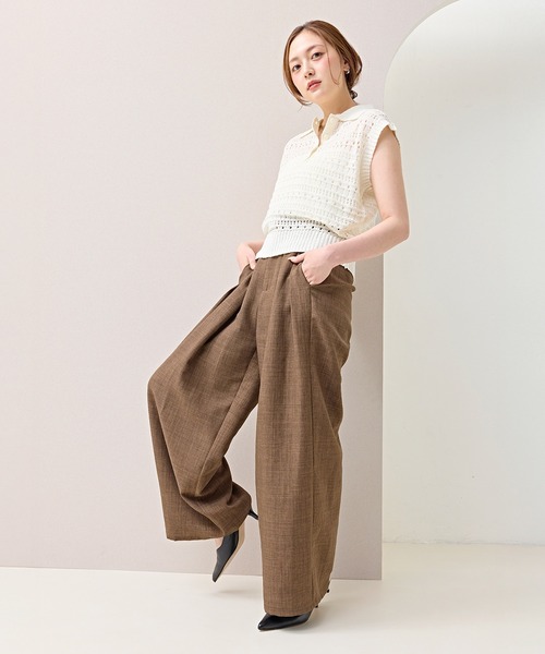 en CAnAF ワイドパンツ パンツ 「脚長見え×スタイルアップ」スラブ