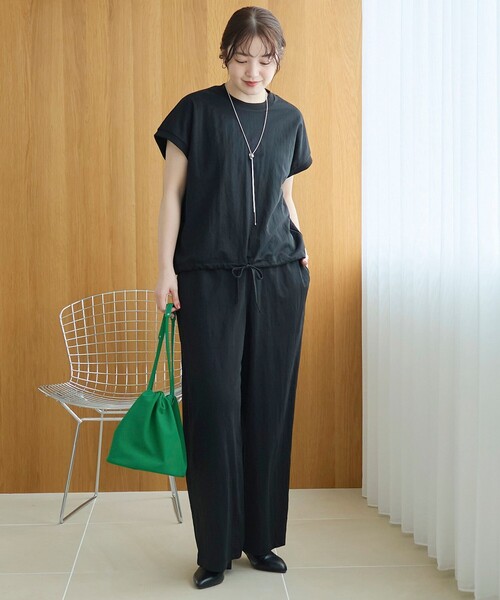 coen（コーエン） ワイドパンツ パンツ リネン混カノコイージーワイド