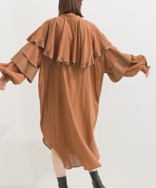 「terrace」 長袖ワンピース MEDIUM ブラウン レディース_画像2