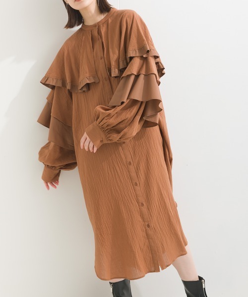 「terrace」 長袖ワンピース MEDIUM ブラウン レディース_画像4