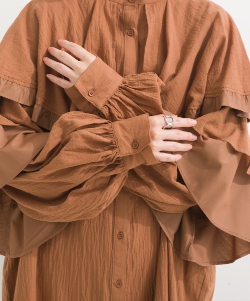 「terrace」 長袖ワンピース MEDIUM ブラウン レディース_画像5