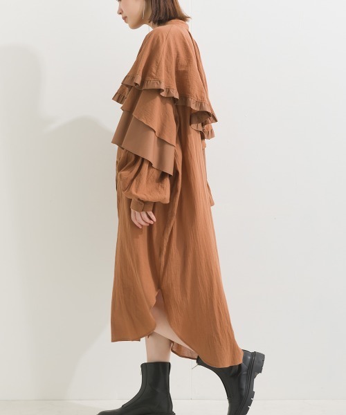 「terrace」 長袖ワンピース MEDIUM ブラウン レディース_画像7