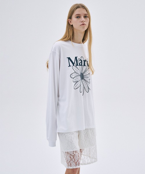 「Mardi Mercredi」 長袖カットソー FREE ホワイト×ネイビー レディース_画像9