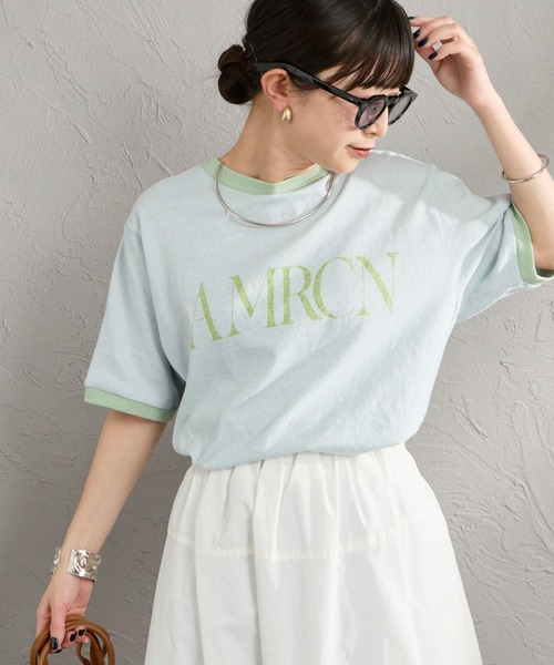 AMERICANA（アメリカーナ） tシャツ AMRCN クロップド リンガーTシャツ