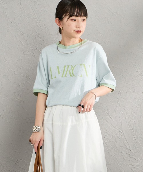 AMERICANA（アメリカーナ） tシャツ AMRCN クロップド リンガーTシャツ