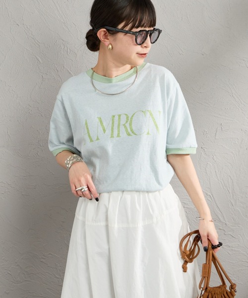 AMERICANA（アメリカーナ） tシャツ AMRCN クロップド リンガーTシャツ