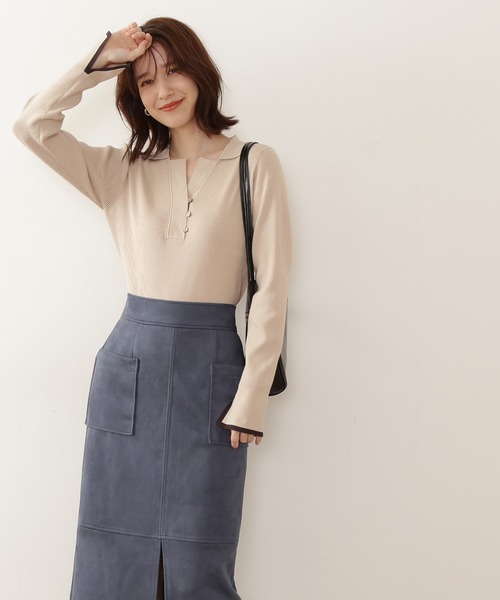 「N.(N. Natural Beauty Basic)」 長袖ポロシャツ MEDIUM ナチュラル レディース_画像9
