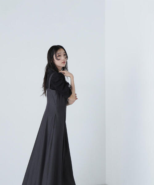 「NATURAL BEAUTY BASIC」 サロペットスカート MEDIUM ネイビー レディース_画像3