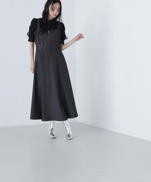 「NATURAL BEAUTY BASIC」 サロペットスカート MEDIUM ネイビー レディース_画像6