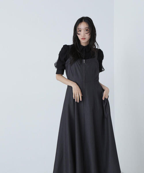 「NATURAL BEAUTY BASIC」 サロペットスカート MEDIUM ネイビー レディース_画像8