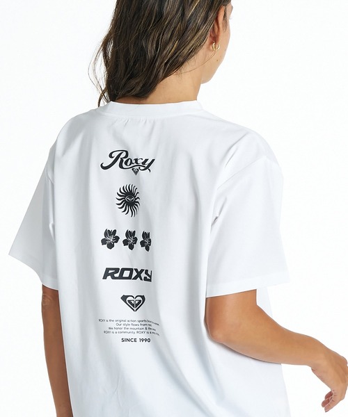 RöE ロゴ入り ホワイトTシャツ ROXY（ロキシー） tシャツ 半袖 ROXY HISTORICAL LOGO LINE ラッシュT