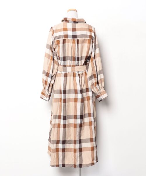 「clear」 チェック柄シャツワンピース FREE ブラウン レディース_画像2