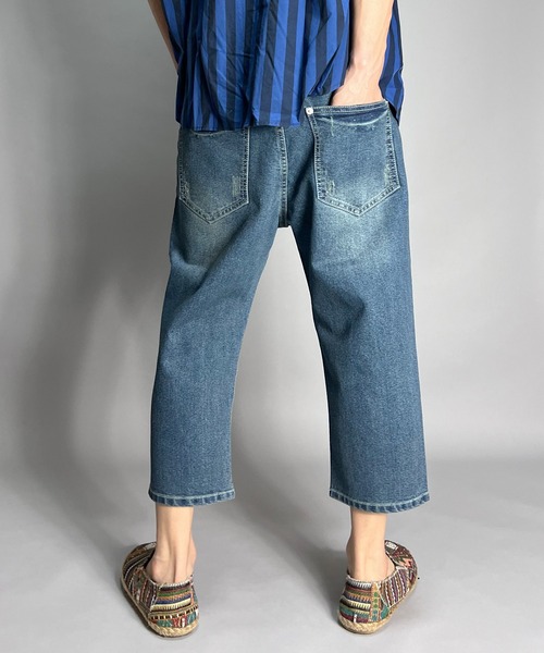 Iichi　サルエルデニムパンツ　クロップド　シンチバック　L Iichi サルエルデニムパンツ クロップド シンチバック L Iichi