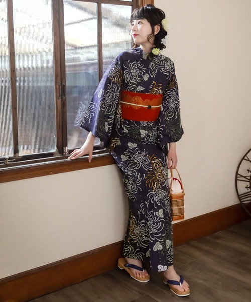 【新品】KIMONOMACHI キモノマチ　オリジナル モダン柄 浴衣 吸水速乾 KIMONOMACHI 浴衣 レディース 単品 高機能ポリエステル浴衣 吸水