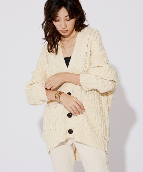 holidayケーブルニットカーディガン 