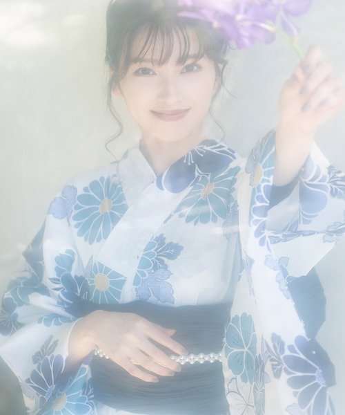 Dita 浴衣&兵児帯セット1度着用のみ Dita 浴衣 1人で簡単に着られる♪（ゆかた・しわ兵児帯・下駄