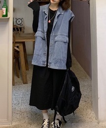 デニムジレ　トップス rienda | デニムベアトップス (ベアトップ ) |SHEL'TTER WEBSTORE