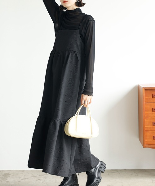 GeeRA（ジーラ） ワンピース ふくれジャカードキャミワンピース