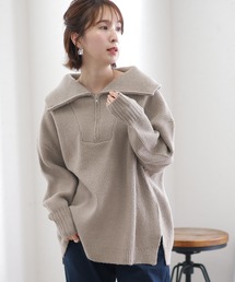 ElegChic ニット セーター ハーフジップアップセーター レディース
