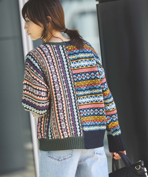 BEAMS HEART ニット セーター フェアアイル ニットプルオーバー