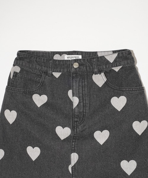 MILKFED.（ミルクフェド） デニムスカート HEART PRINTED DENIM SKIRT