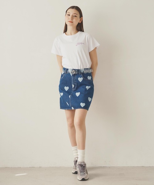 MILKFED. デニムスカート HEART PRINTED DENIM SKIRT : ZOZOTOWN