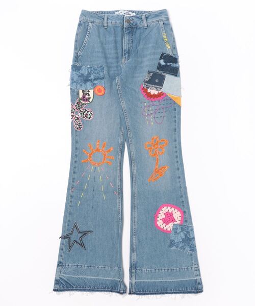 Desigualデシグアル　デニムパンツ　ダブルウエスト　ブリーチ　サイズW30 デシグアル Desigual コンビネーションデニムパンツ （ブルー