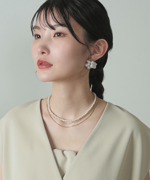Kana ネックレス パール スネーク チェーン 3連 ネックレス 結婚式