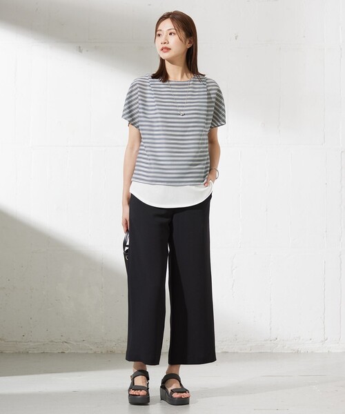 シアーボーダーツイン カットソー tシャツ シアーボーダーツイン カットソー レディース