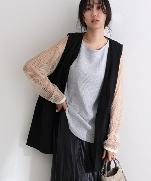カーディガン ツイルノーカラージレ レディース ElegChic カーディガン ツイルノーカラージレ レディース