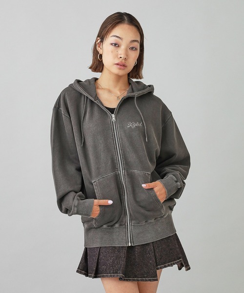 X-girl✩.*˚ フェイス ピグメントダイジ ップアップフーディー FACE PIGMENT DYED ZIP UP SWEAT HOODIE – calif（カリフ）公式