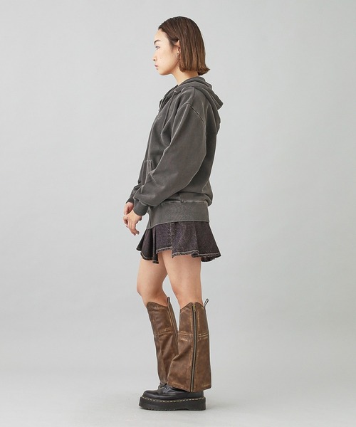 X-girl パーカー FACE PIGMENT DYED ZIP UP SWEAT HOODIE