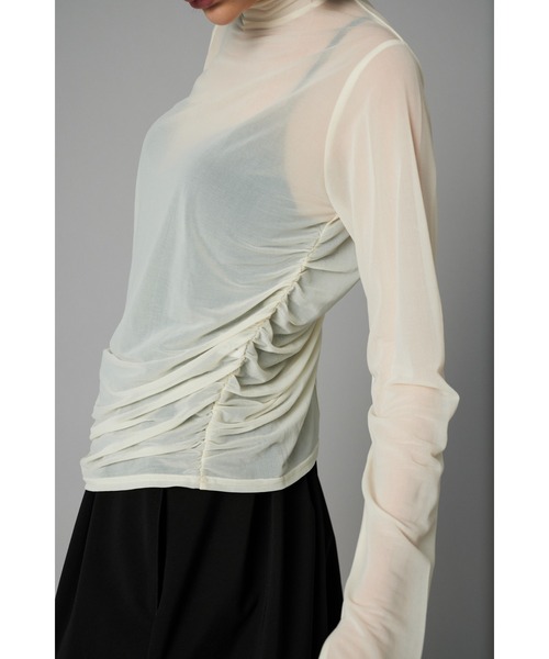 tシャツ Sheer mellow high neck top　　シアーメローハイネックトップ レディース セール】Sheer mellow high neck top シアーメローハイネック