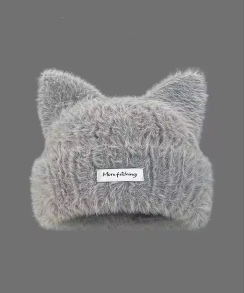 boniture 猫耳付きキャップ　キャット　帽子　グレー NOLITA LABORATORY ニット帽 ニットキャップ 「 NOLITA / ノリータ