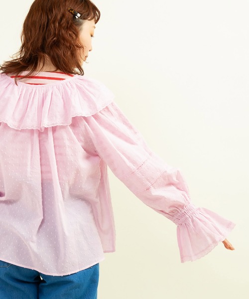 Dot＆Stripes CHILD WOMAN ブラウス シャツ スノウカットドビー
