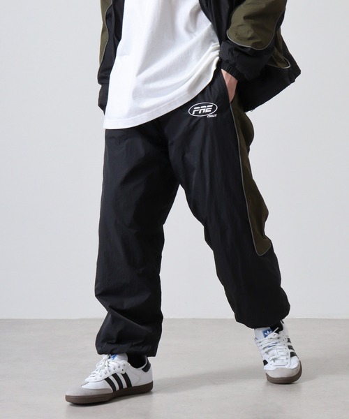 FUNALIVE チノパン 裏フリース 切替配色 ワンポイント パンツ メンズ