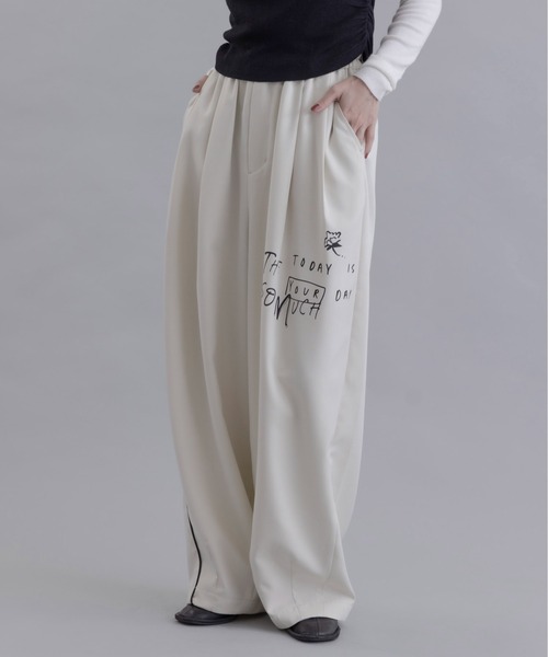 新品　今季　完売品　Eimee Law テキストプリント コクーンギャザーパンツ Eimee Law（エイミーロウ） パンツ テキストプリント コクーンギャザー