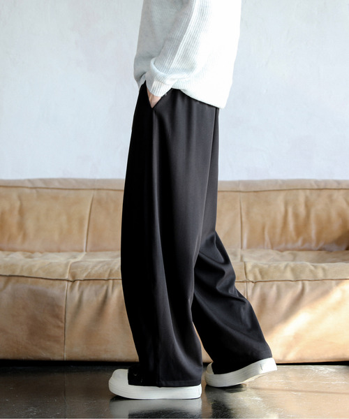 ワイド カーブシルエット スラックス 2色 ルーズ パンツ nr7884 SERACE】Loose drape/denim wide slacks cargo pants / ルーズ