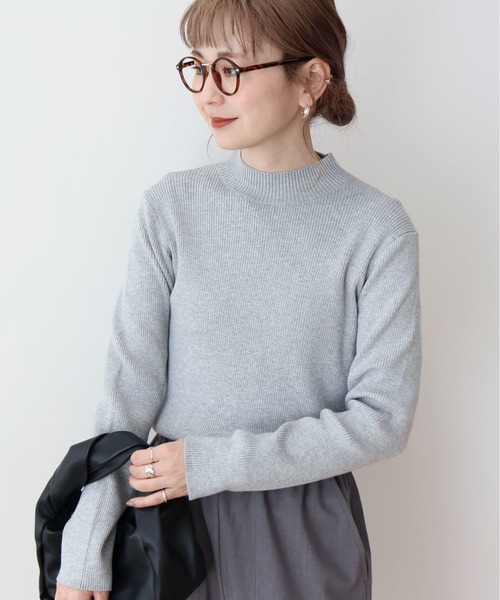 【美品】アナイ　リブボーダークルーネックプルオーバー　ケーブルニット　ラメ　36 AMERICAN HOLIC ニット セーター ラメ入りリブニットプル