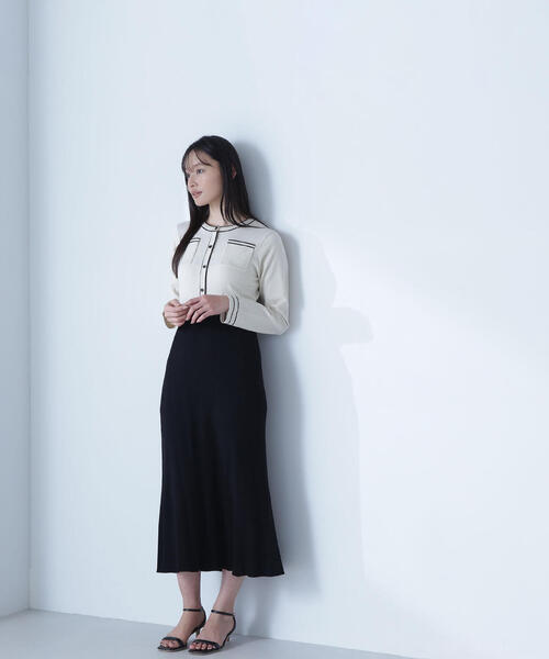 NATURAL BEAUTY BASIC ワンピース バイカラーポケットニット