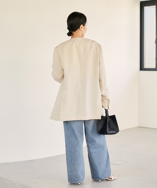 plage ジャケット ノーカラージャケット STRIPE SUMMER