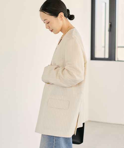 plage ジャケット ノーカラージャケット STRIPE SUMMER