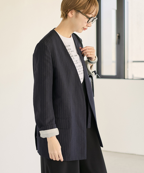 Plage ストライプ ノーカラージャケット plage ジャケット ノーカラージャケット STRIPE SUMMER
