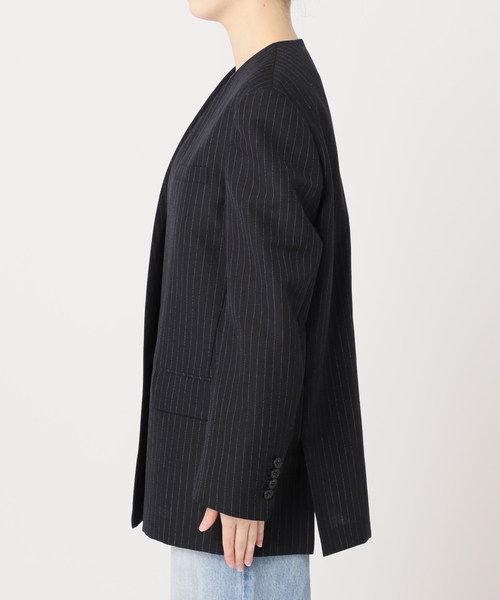 【未使用に近い】STRIPE SUMMER ジャケット　plage STRIPE SUMMER ジャケット（ノーカラージャケット）｜Plage