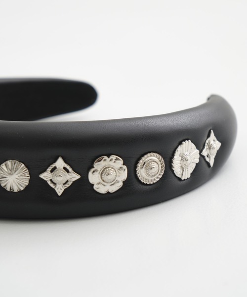 TOGA PULLA ブラック レザー カチューシャ TOGA PULLA/トーガプルラ】Leather headband ribbon/レザー